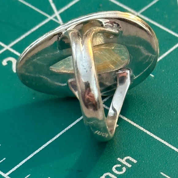 Golden rutilated Angel hair quartz sterling silver ring - Picture 4 of 8